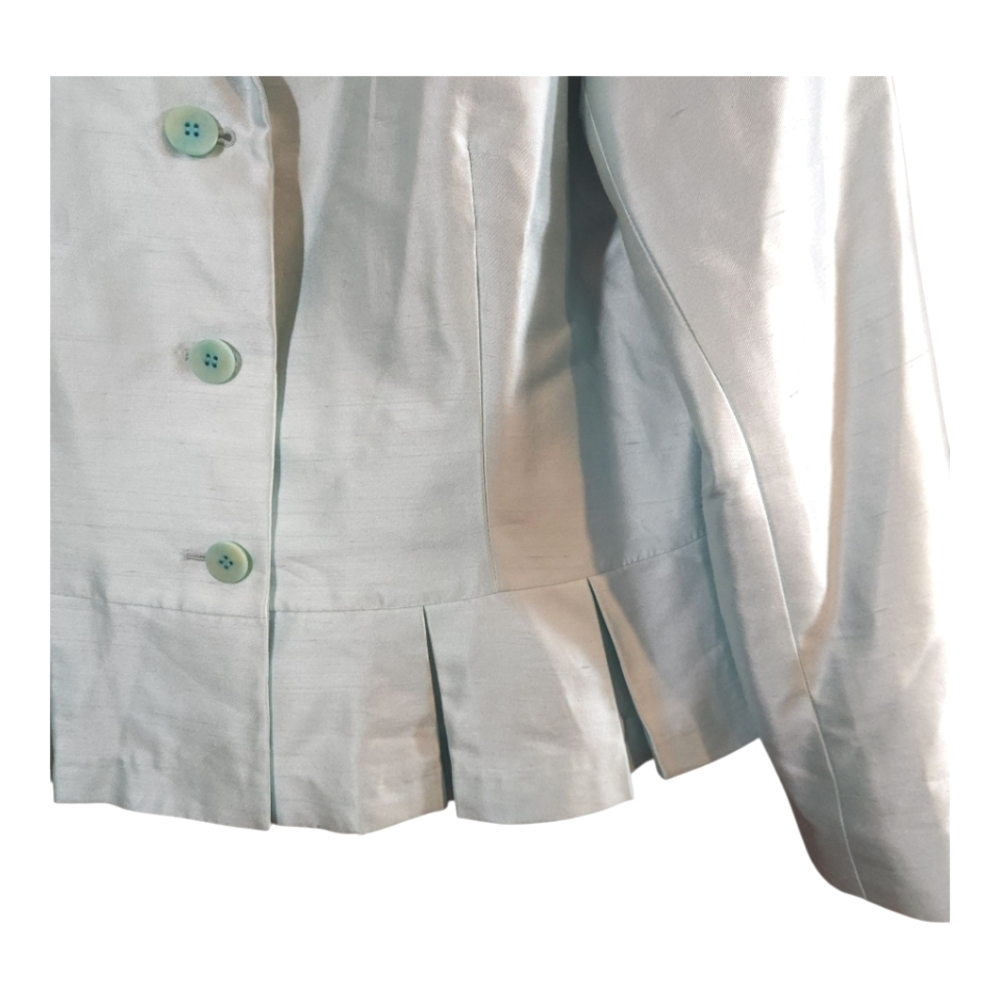 Lafayette 148 Silk Blend Pleated Peplum Hem Blazer Quiet Luxury Women's 18 NWT - Picture 4 of 7